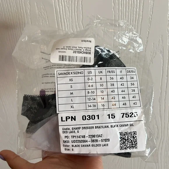 Savage X Women's Sharp Dresser Lace Brazilian Panty. Size S - Picture 7 of 7